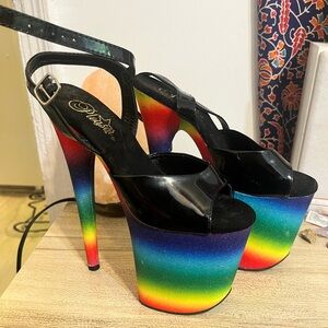 Pleaser 7 in rainbow heels
